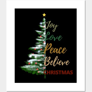 Joy, love, peace, believe, Christmas. Posters and Art